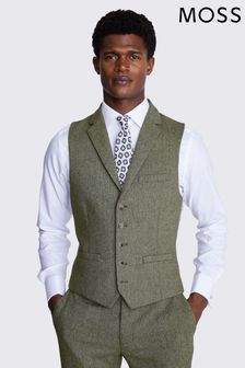 Moss Sage Herringbone Tweed Waistcoat (401892) | £60 - £80