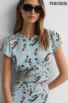Reiss Sage Livia Petite Floral Cut-Out Back Midi Dress (406605) | £168