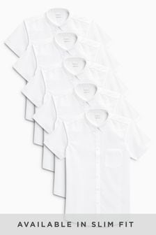 White 5 Pack Short Sleeve Shirts (3-17yrs) (407467) | £20 - £34