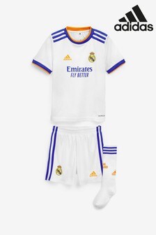 adidas White Real Madrid 21/22 Home Mini Football Kit