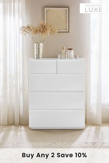 White Sloane Glass Multi Chest Of Drawers
