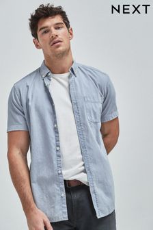 mens short sleeve denim shirt uk