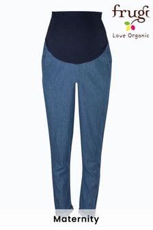 Frugi Blue Chambray Cotton Over Bump  Maternity Trousers