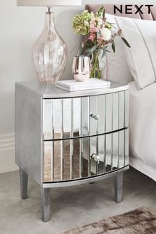 Rochelle Mirrored 2 Drawer Bedside Table