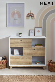 White/Wood Effect Parker Kids Nursery 3 Drawer Chest of Drawers (413826) | £325