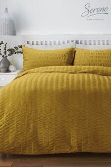 Serene Yellow Seersucker Duvet Cover and Pillowcase Set