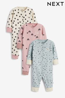 Teal Blue Baby 3 Pack Footless Sleepsuits (0mths-3yrs) (415097) | £18 - £22