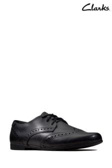 Clarks Girls School Abithawish Jnr Leather Shoes In Black 