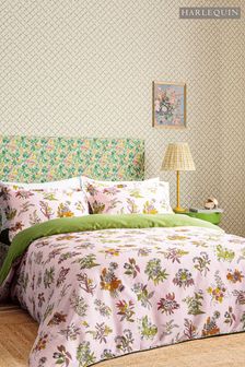 Harlequin Rose Peridot Woodland Floral Duvet Cover and Pillowcase Set