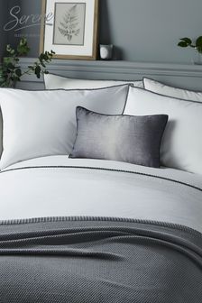 Serene White/Grey Pom Pom Duvet Cover and Pillowcase Set