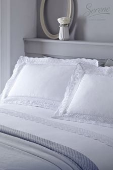 Serene White Renaissance Embroidered Edge Duvet Cover and Pillowcase Set