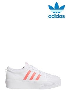 adidas Originals White/Pink Nizza Platform Trainers