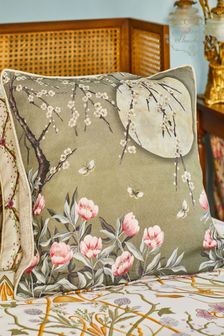 The Chateau by Angel Strawbridge Green Moonlight Floral Piped Cushion (420060) | £27