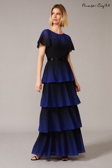 Phase Eight Black Rosalie Dip Dye Tiered Dress
