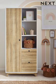 Parker White and Wood Effect Double Wardrobe