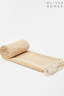 Oliver Bonas Yellow Cleo Chevron Woven Throw (423683) | £32.50