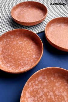 Curateology Set of 4 Terracotta LoHo Reactive Glaze Pasta Bowls