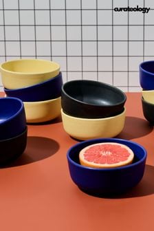 Curateology Set of 4 Canary Yellow LoHo Reactive Glaze Cereal Bowls