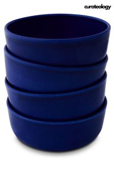 Curateology Set of 4 Cobalt Blue LoHo Reactive Glaze Cereal Bowls