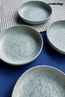 Curateology Set of 4 Cloud Grey LoHo Reactive Glaze Pasta Bowls