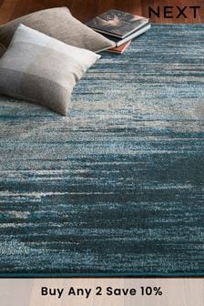 Teal Blue Abstract Stripe Rug