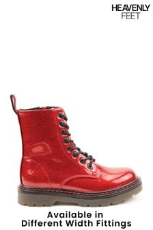 Heavenly Feet Red Ladies Lace-Up Ankle Boots