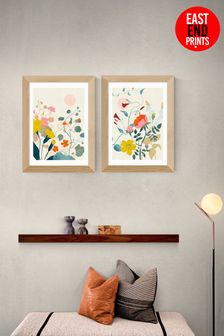 East End Prints Set of 2 White Floral Meadow Wall Prints Set by Ana Rut Bre