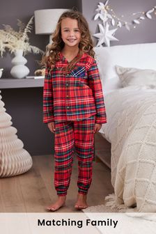 Red Kids Matching Family Christmas Check Pyjamas (3-16yrs) (426584) | £18 - £25
