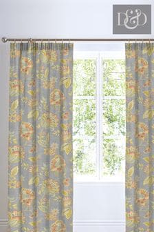 D&D White Marinelli Floral Pencil Pleat Curtains