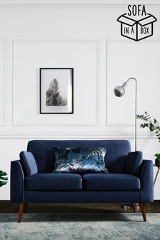 Opulent Velvet Dark Navy Blue Mila Mid Leg 2 Seater 'Sofa In A Box' (430102) | £435
