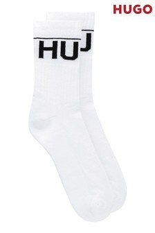 HUGO White Iconic Rib Socks