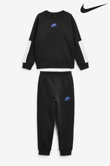 Nike Little Kids Black Air Crew and Joggers Set