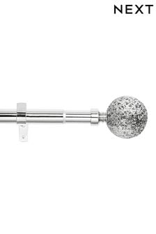 Brushed Silver Extendable Oriana 28mm Curtain Pole Kit