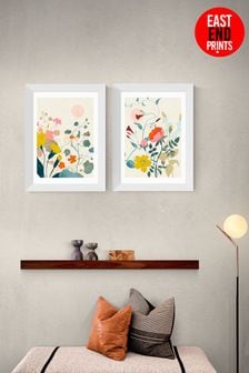 East End Prints Set of 2 Brown Floral Meadow Wall Prints Set by Ana Rut Bre
