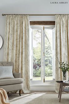 Off White/Dove Grey Pussy Willow Lined Eyelet Curtains