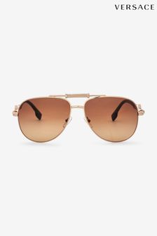 Versace Brow Bar Pilot Gold Sunglasses