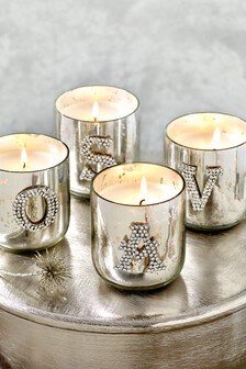 Silver Monogram Sparkle Midnight Patchouli & Amber Scented Candle
