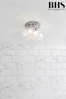 BHS Chrome Megara 2lt Cloche Bathroom Flush Ceiling Light