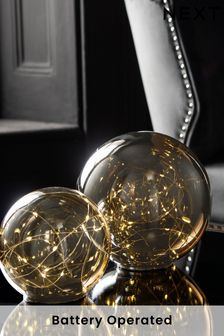 Grey Set of 2 Smoked Ball Decorative Feature Lights (445565) | £30