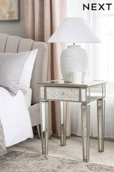 Fleur Mirrored 1 Drawer Bedside Table
