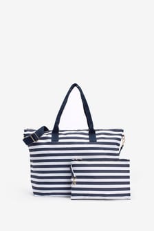 Navy/White Fold-Away Beach Bag (447556) | £22