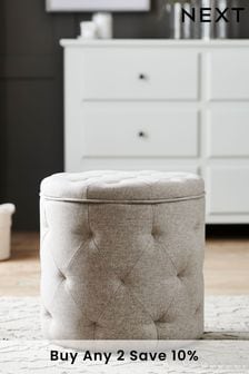 Wool Blend Natural Stone Hartford Upholstered Storage Footstool (449270) | £120