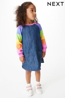 Bright Stripe Rainbow Raglan Denim Dress (3mths-7yrs) (450998) | £11 - £13