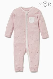 MORI Pink Zip-Up Sleepsuit