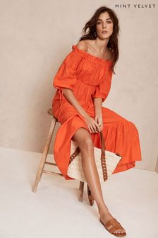 Mint Velvet Orange Bardot Maxi Dress (451660) | £129
