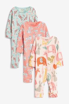 Baby 3 Pack Footless Sleepsuits (0mths-3yrs)