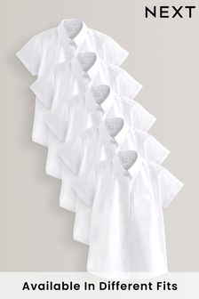 White 5 Pack Short Sleeve School Shirts (3-17yrs) (452071) | £21 - £35
