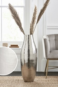 Silver Extra Large Hammered Metal Vase