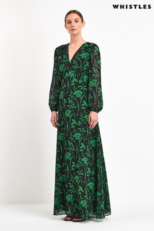 whistles green velvet dress