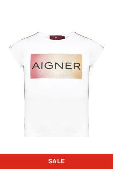 Aigner Girls White Cotton T-Shirt